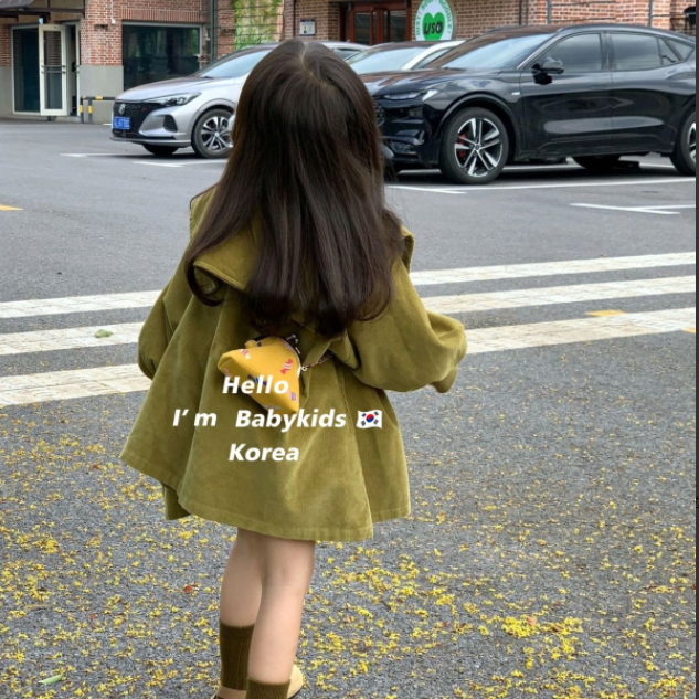 【大猫】2023春季女童大翻领裙子韩版女宝宝纯色灯芯绒连衣裙儿JC09