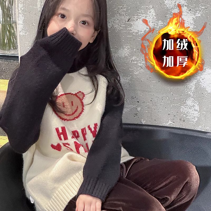 【大猫】儿童毛衣2023秋冬冬新款韩版加厚童装小熊毛衣男女童插JC20