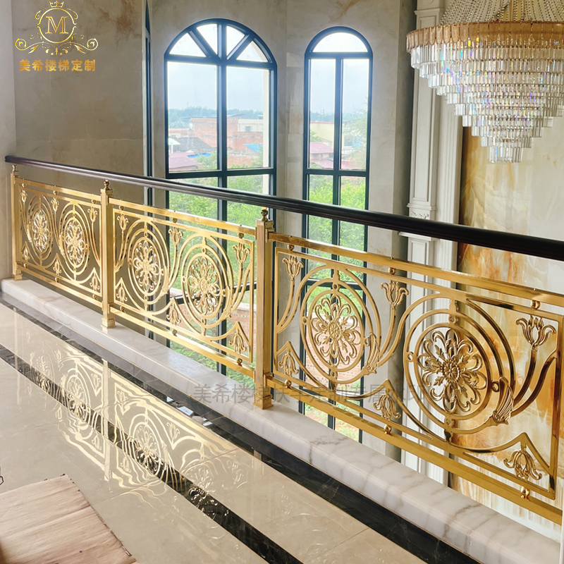 豪宅别墅雕刻铝合金楼梯扶手护栏定制厂家农村自建房围栏室内家用