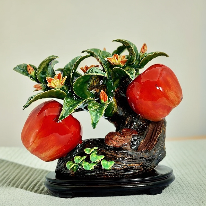 【富贵平安苹果】石湾公仔陶瓷摆件高档家居客厅办公室乔迁开业摆件