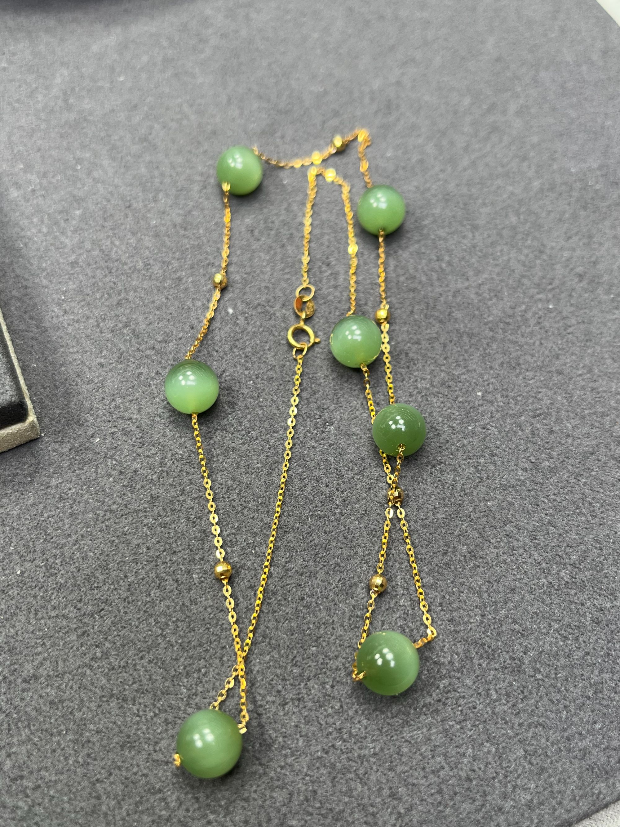 18k金和田碧玉猫眼高货套链