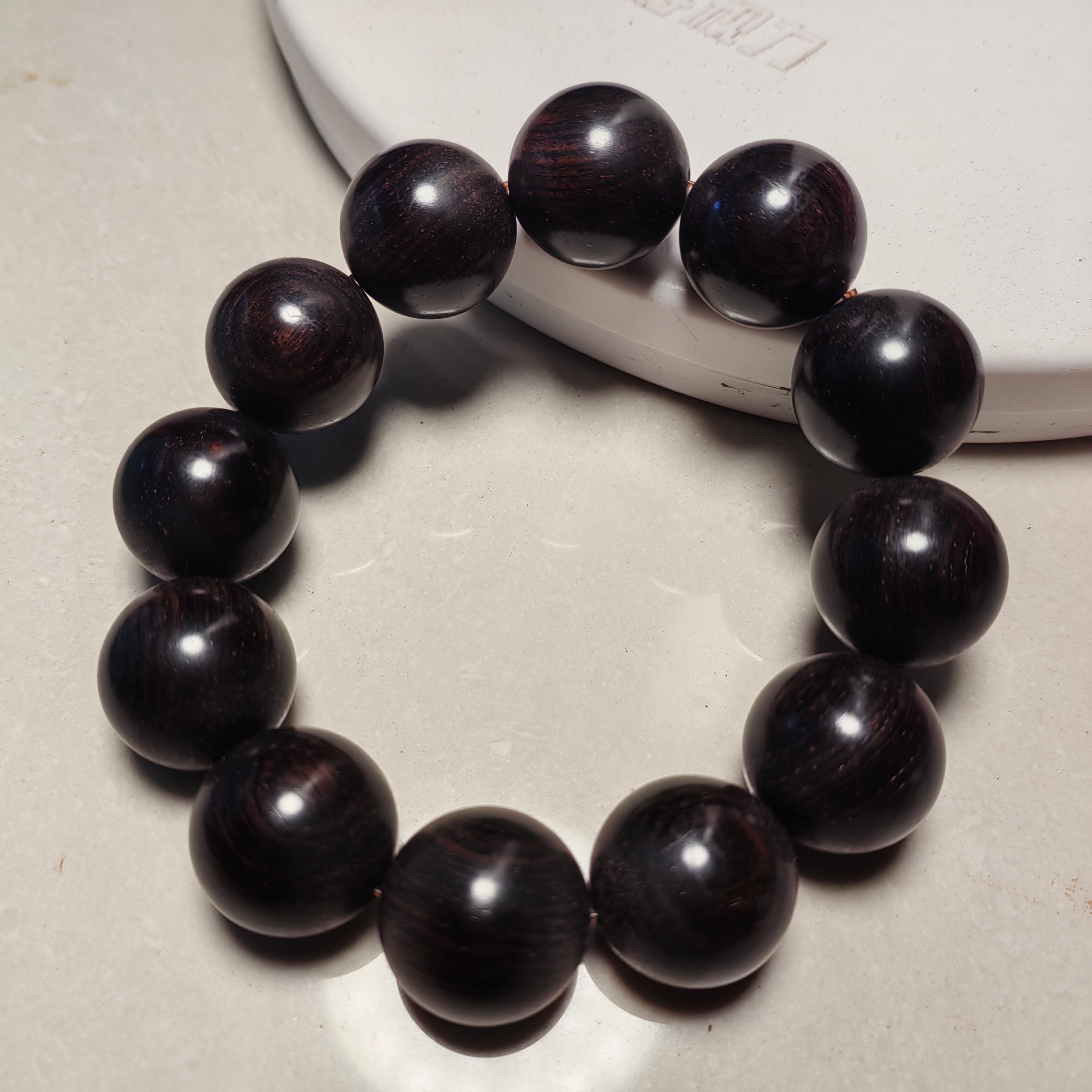 紫光檀（黑檀）手串，图片为2.0X12颗，也可定制其他尺寸，原料多多