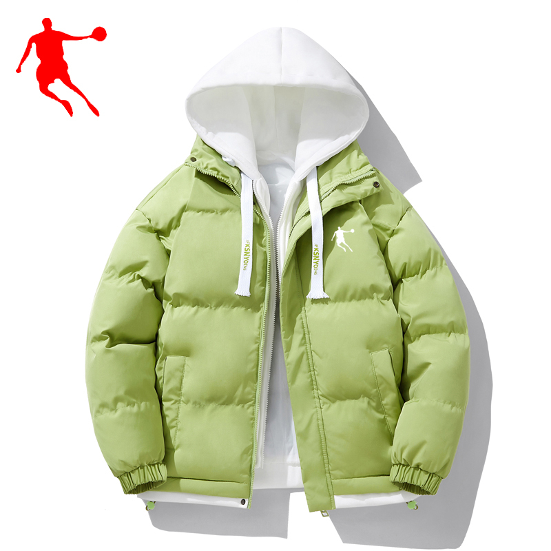 乔丹棉衣外套男女2023秋冬男士棉袄宽松加厚保暖连帽情款侣棉服