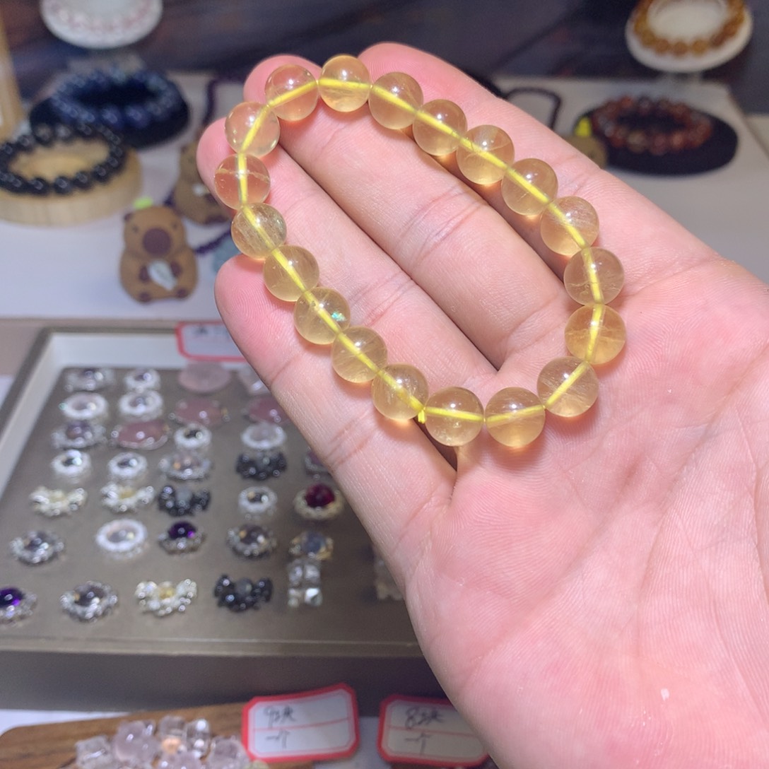 水晶手串未镶嵌黄萤石10mm+