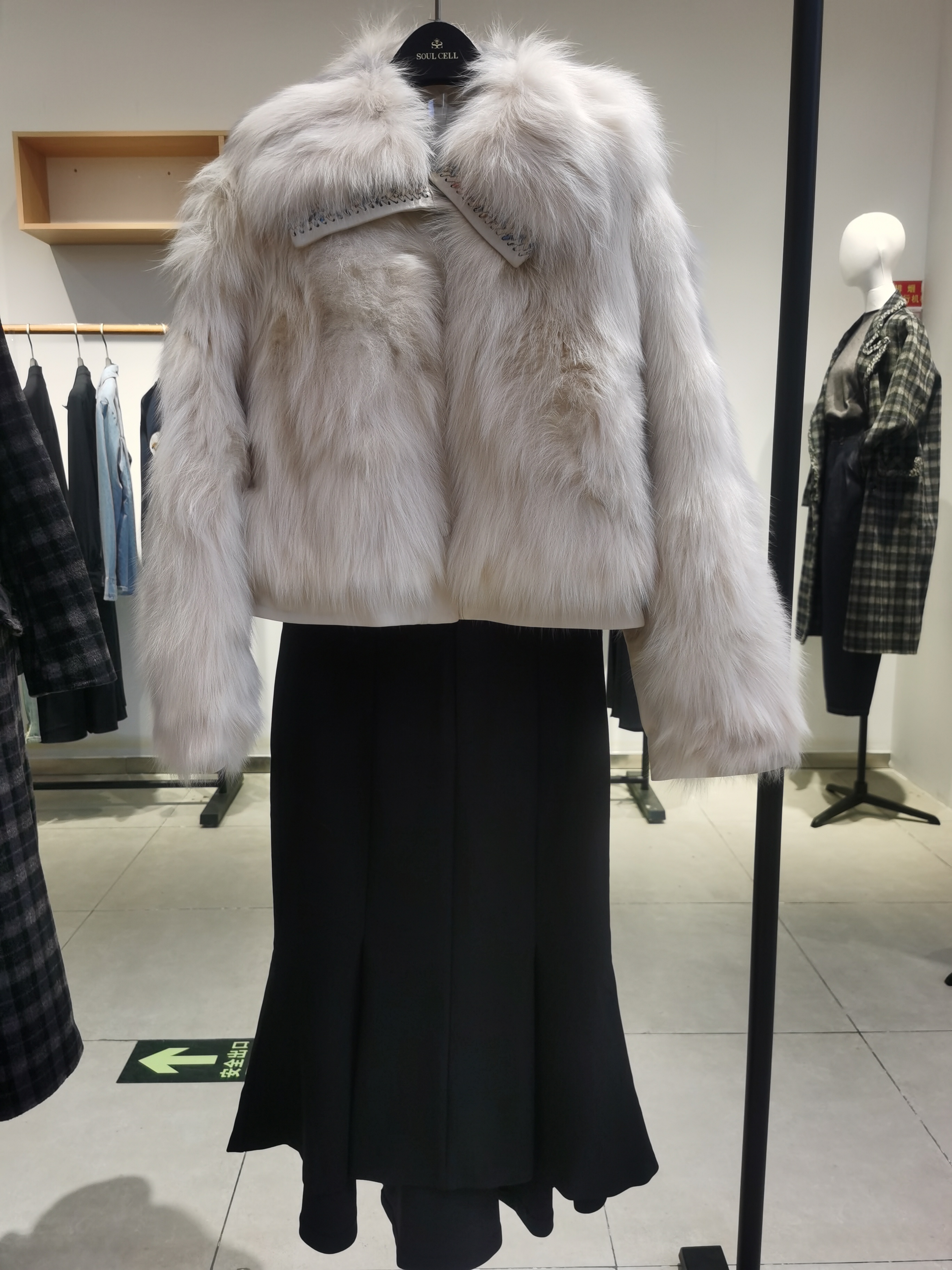 品牌时尚女装短款皮草真皮外套