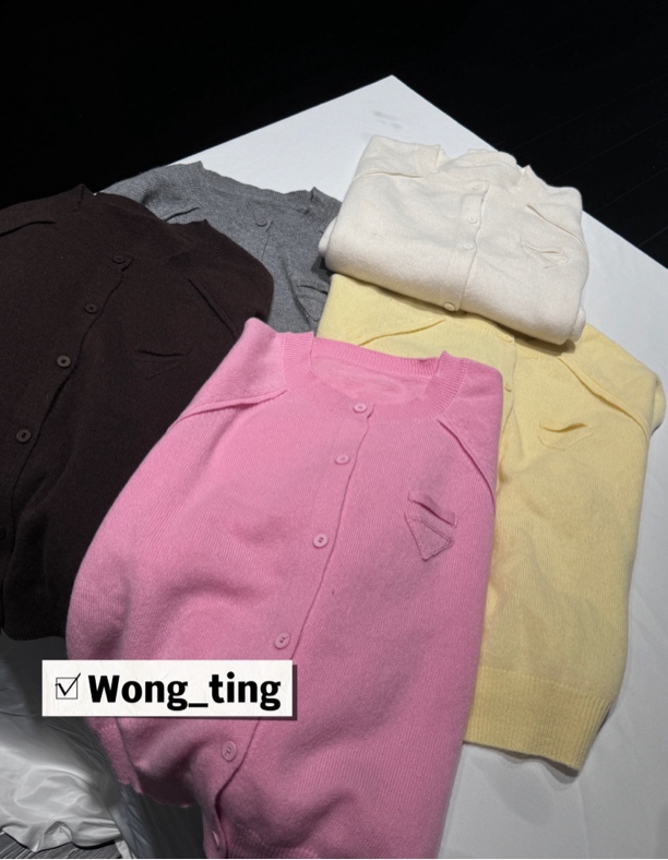 【W_ting】秋冬新款小众设计师四色三角标针织开衫2671