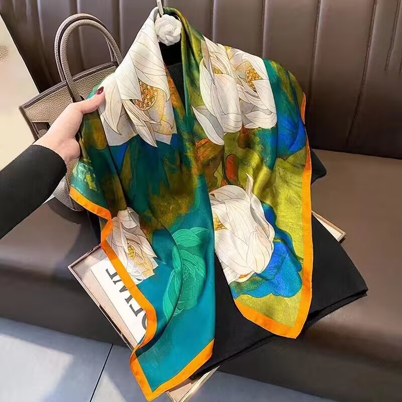 【爱莲说】90*90桑蚕丝方巾百搭丝巾春夏新款薄款围脖围巾