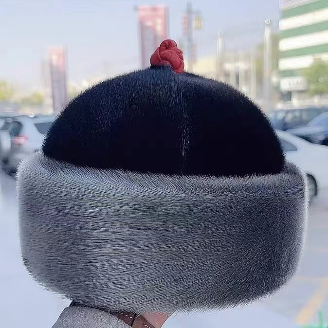 海豹毛贝勒帽 保暖护耳王爷帽 冬季帽子男中老年防寒秋冬绒帽