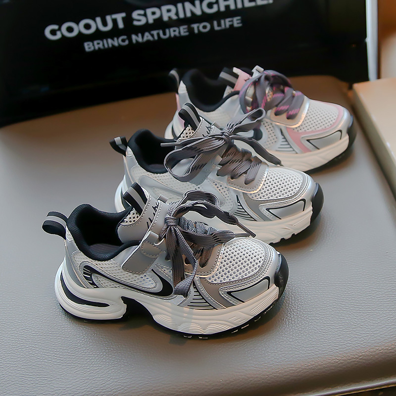 2024春夏新款儿童运动鞋透气网面网鞋女童老爹鞋百搭男童休闲鞋子