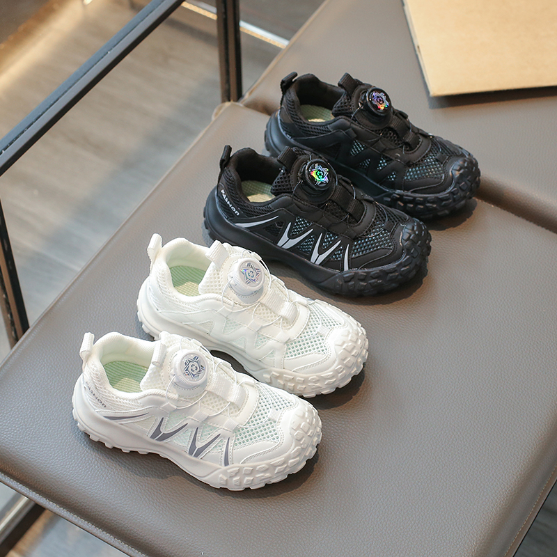 儿童小白鞋透气男童鞋子夏款2024新款男孩单网运动鞋轻便软底网鞋