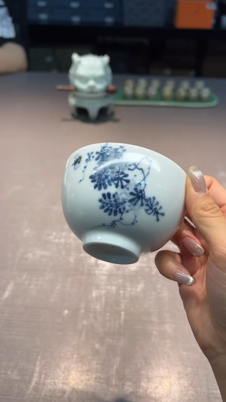 【闪购商品】燕泥堂 汝釉青花单杯 （不挑）