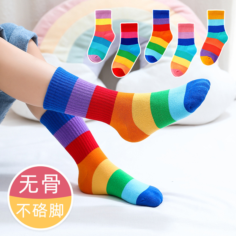 24新款儿童袜子秋冬新款中筒卡通男童女童宝宝童ins秋冬袜子5双装