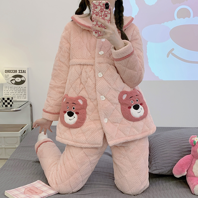 【三层夹棉5度-零下10度】月子服加绒加厚产后哺乳孕妇睡衣冬款喂奶