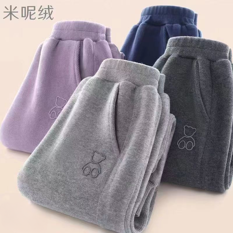 女童裤子秋款外穿儿童运动裤一体绒加厚洋气男童冬季保暖休闲裤