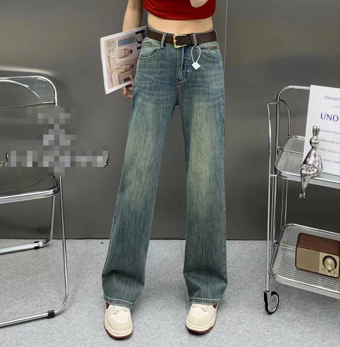 安馨家时尚直筒牛仔裤