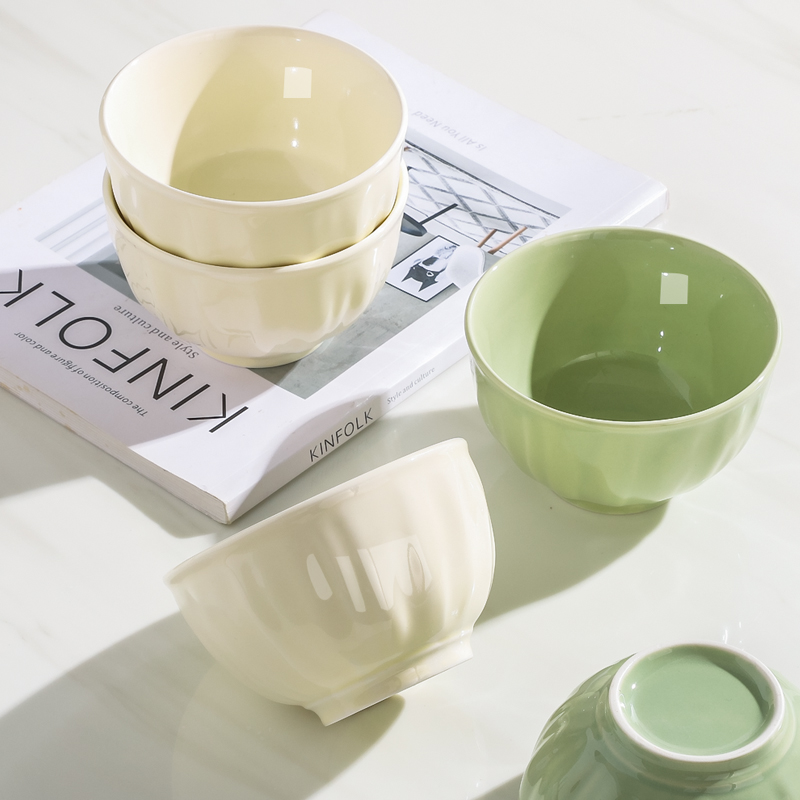 屋奶油风陶瓷米饭碗家用2023新款吃饭小碗面碗餐具盘子碗套装