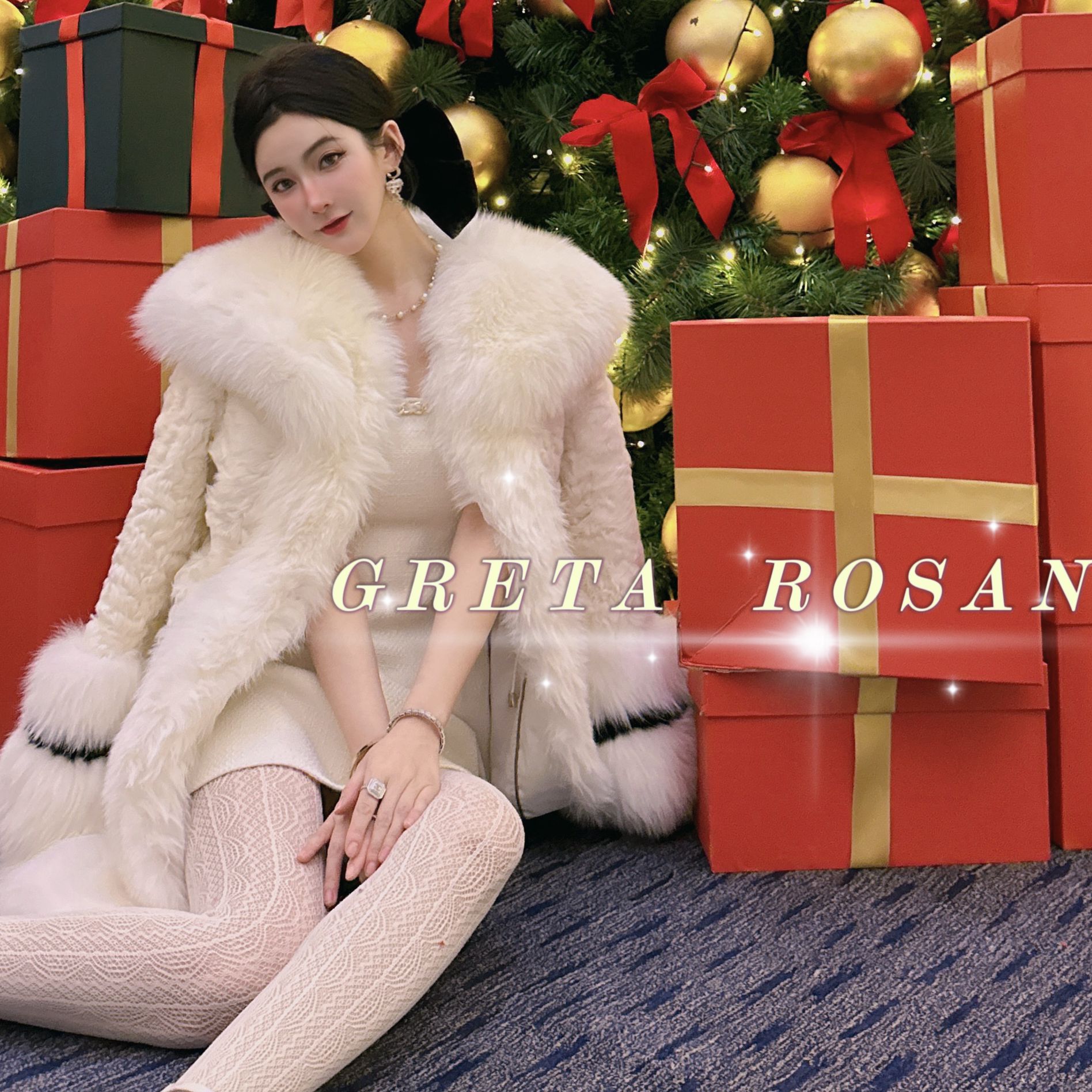 ROSAN【浮华之梦】SAGA世家北欧白狐与西班牙提格拉多秀场千金大衣