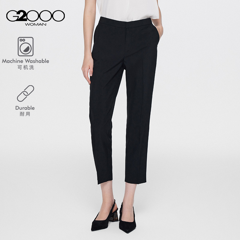 G2000女装可机洗易打理舒适通勤百搭暗扣烟管裤36251446