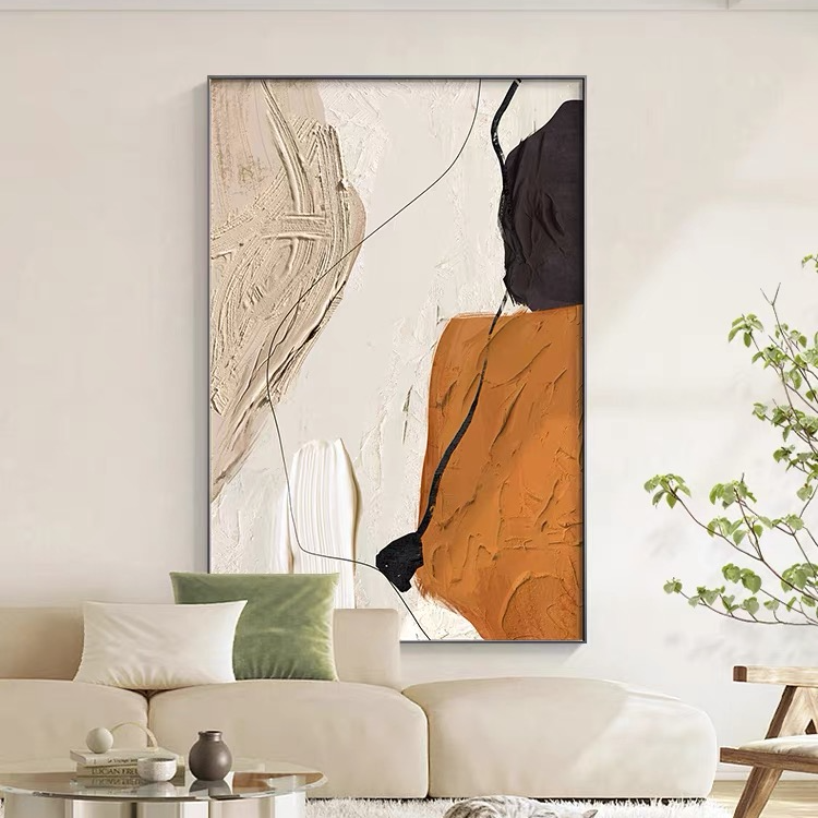 抽象客厅装饰画轻奢高级感挂画落地极简风壁画奶油风砂岩画