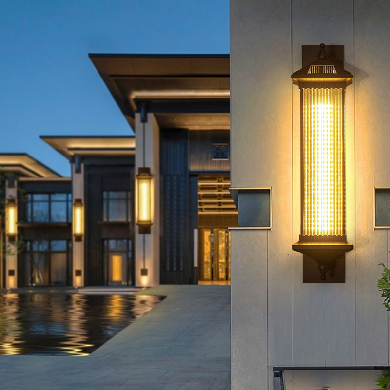 新中式户外防水壁灯室外复古墙灯太阳能别墅走廊花园庭院阳台门灯