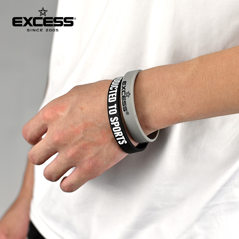 EXCESS爱可赛 篮球手男环硅胶运动腕带细款情侣手链饰品2条装时尚