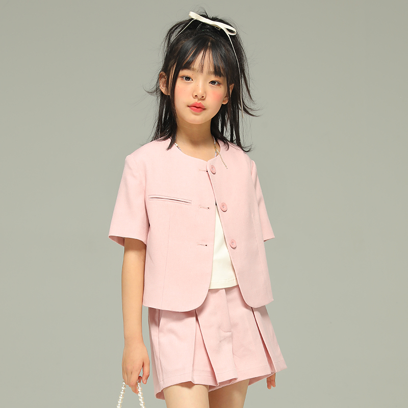 小女森女童夏装薄款西装儿童高级感炸街小西服中大童休闲上衣外套