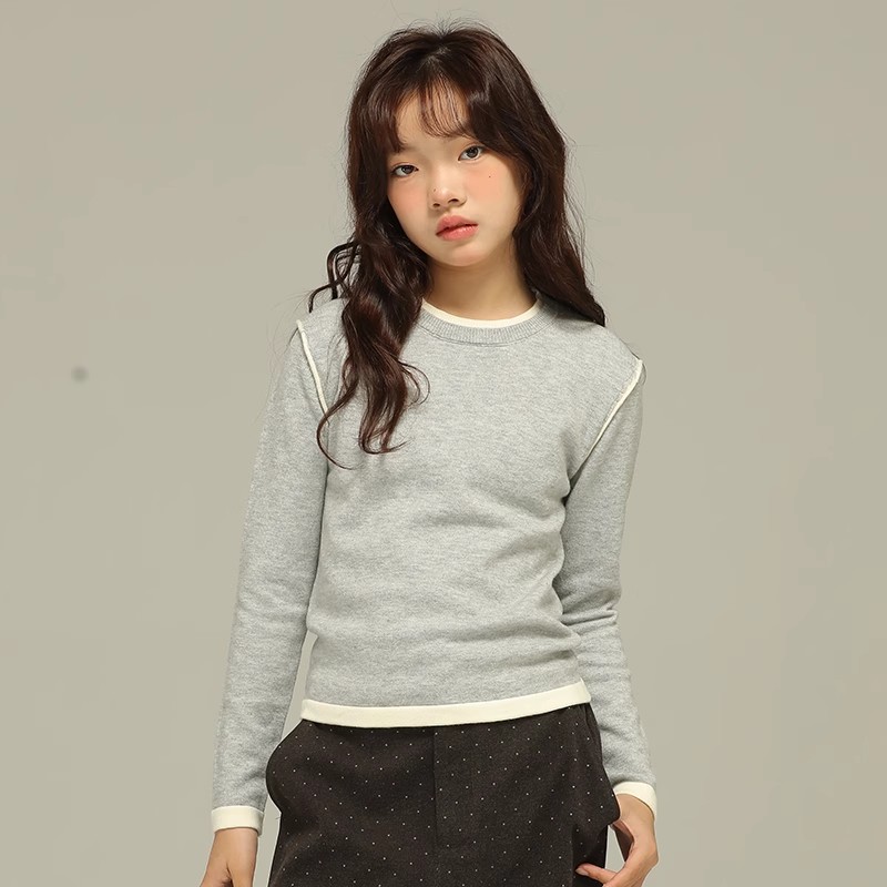 小女森女童秋冬假两件百搭毛衣针织衫儿童舒适显瘦内搭长袖上衣女