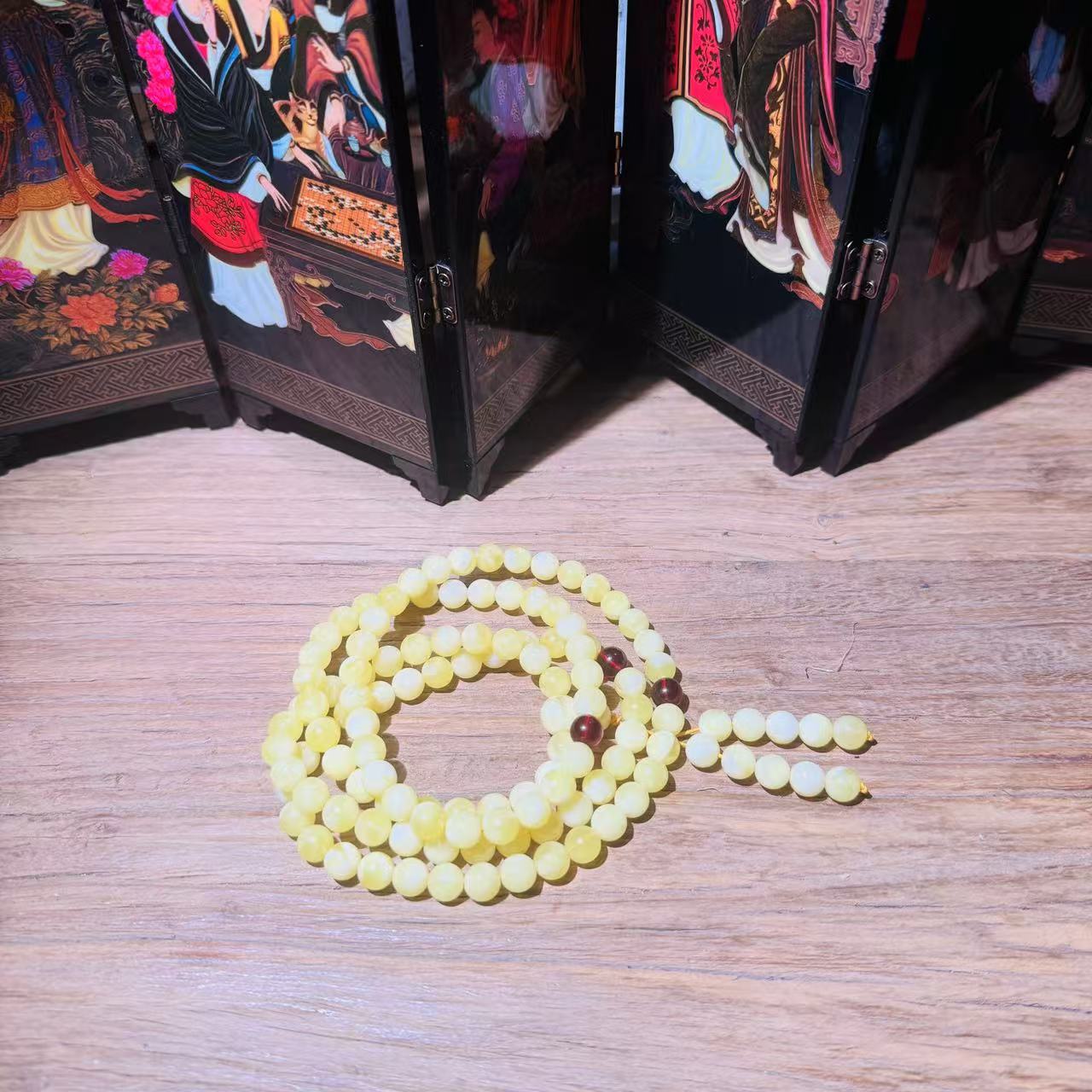 白花骨瓷白蜜蜡108珠