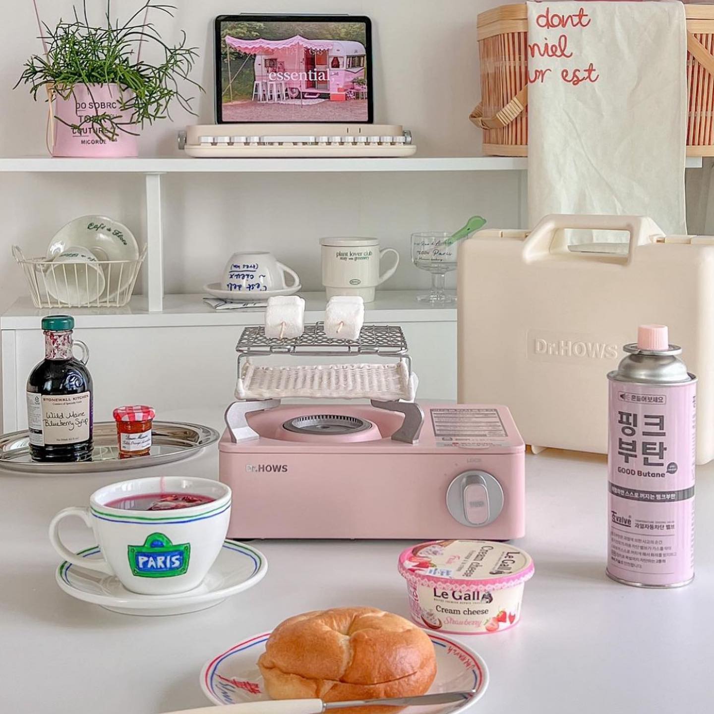 DR.HOWS韩国进口粉色卡式炉便携式户外家用露营户外丁烷炉子精致