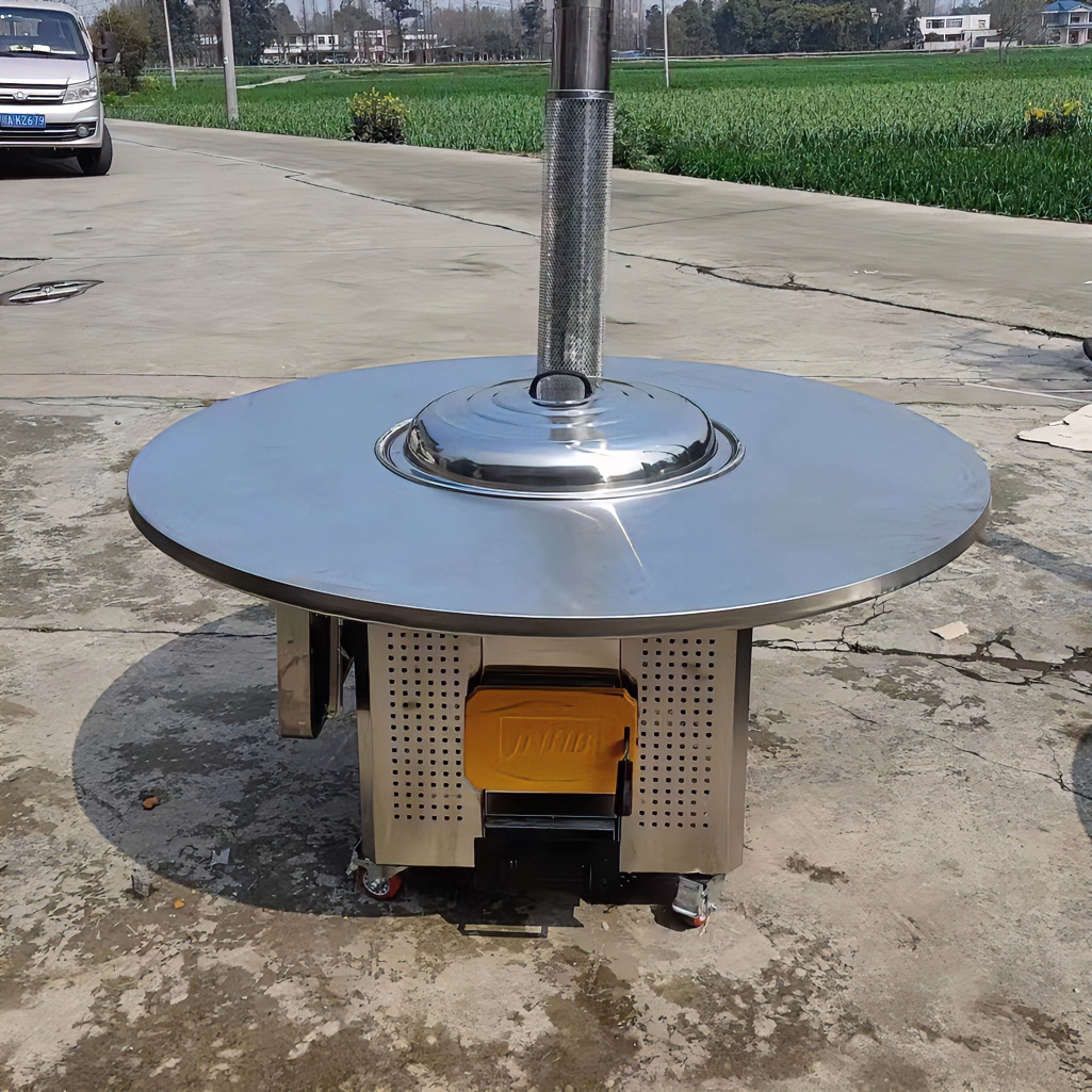 新款农村无烟烧柴家用移动大锅加厚不锈钢节能炉带圆桌煲汤柴火灶