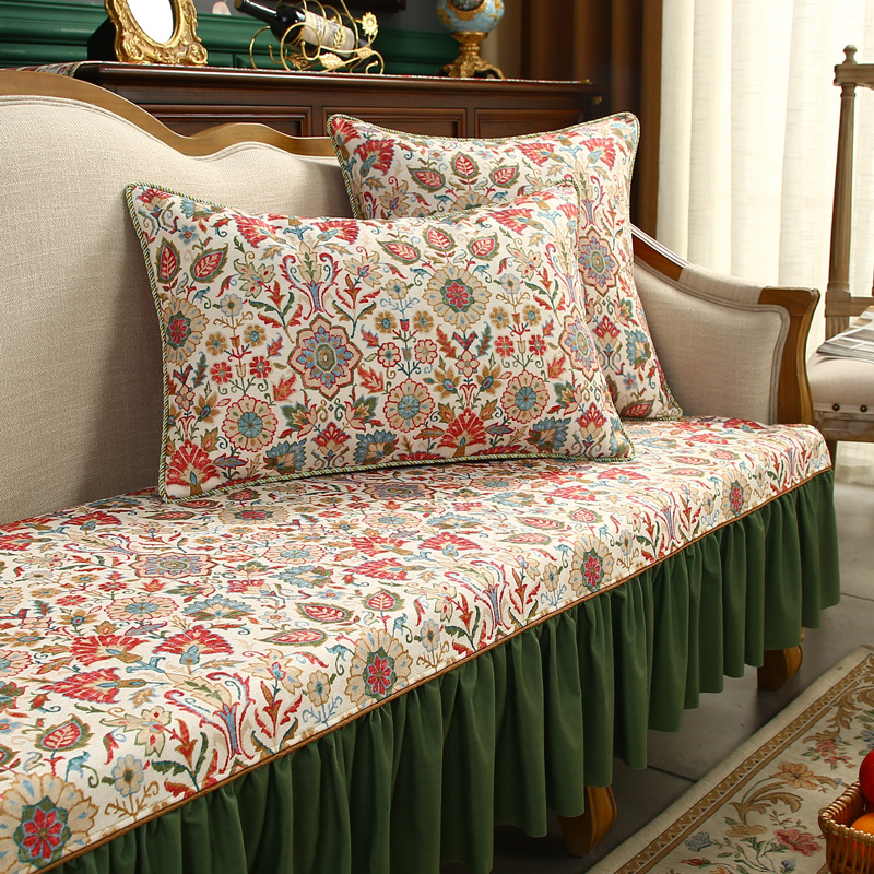柏林沙发垫美式轻奢风防滑欧式高端复古氛围感皮沙发套罩四季田园