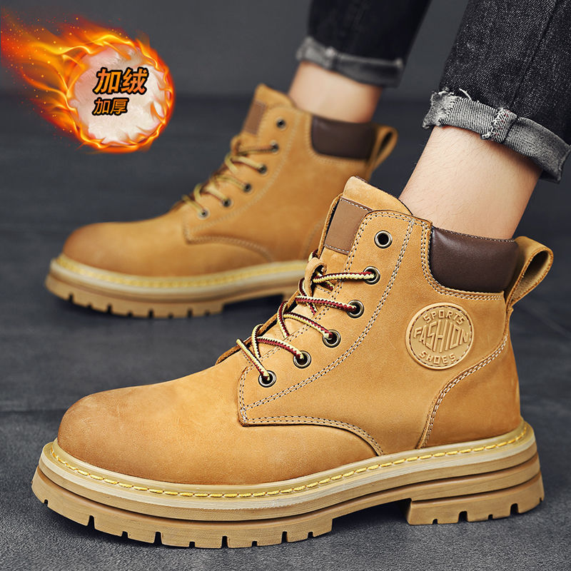 骆驼男士马丁靴男新款男踢不烂高帮真皮大黄靴防滑百搭英伦风户外
