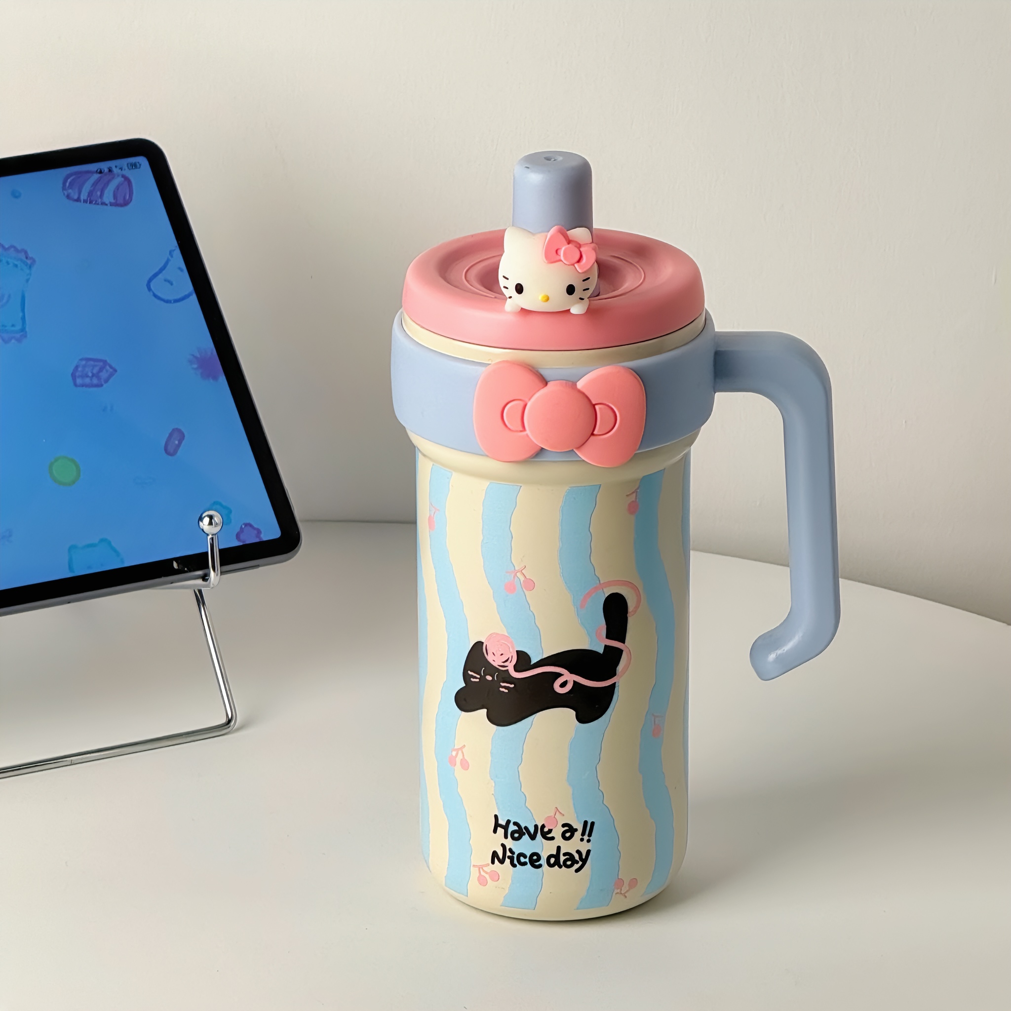 可爱保温杯带茶仓316不锈钢大容量冰霸杯学生上学专用喝水女生