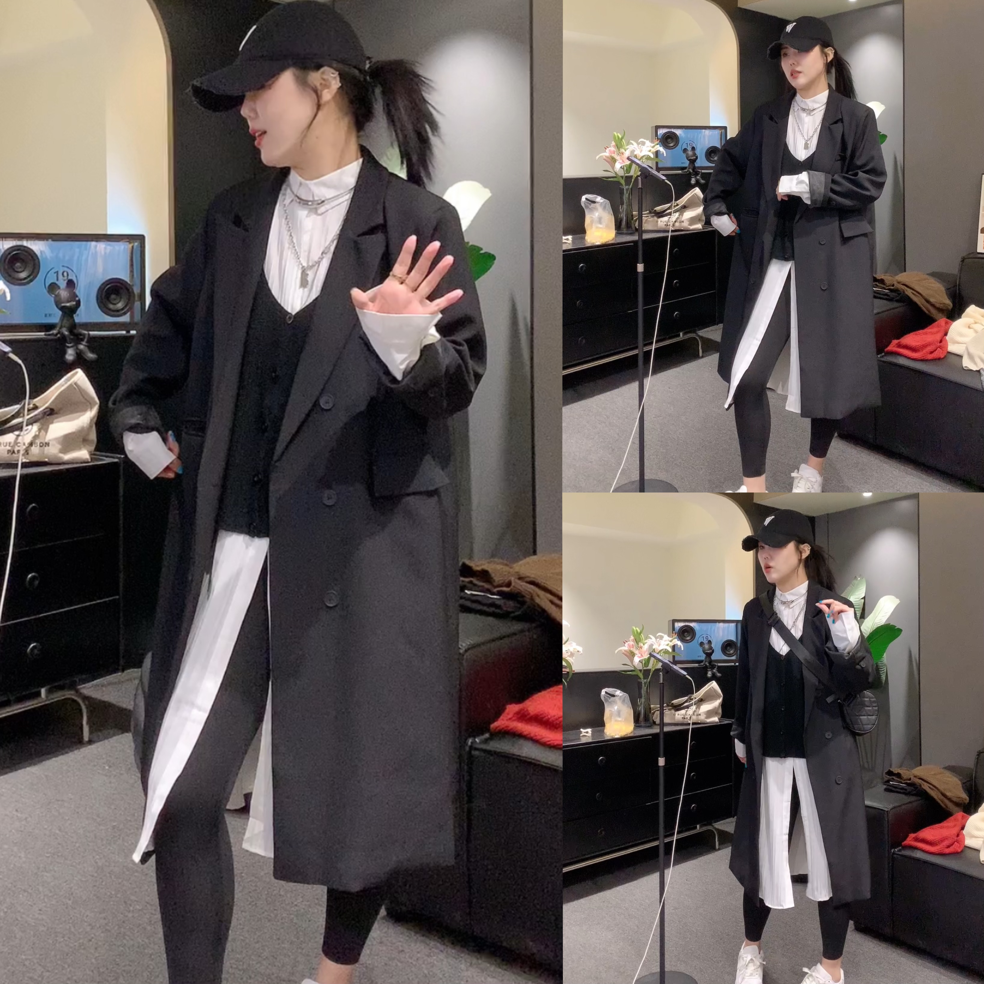 （老三）韩版气质休闲百搭英伦风长款西装外套高级感宽松显瘦西服