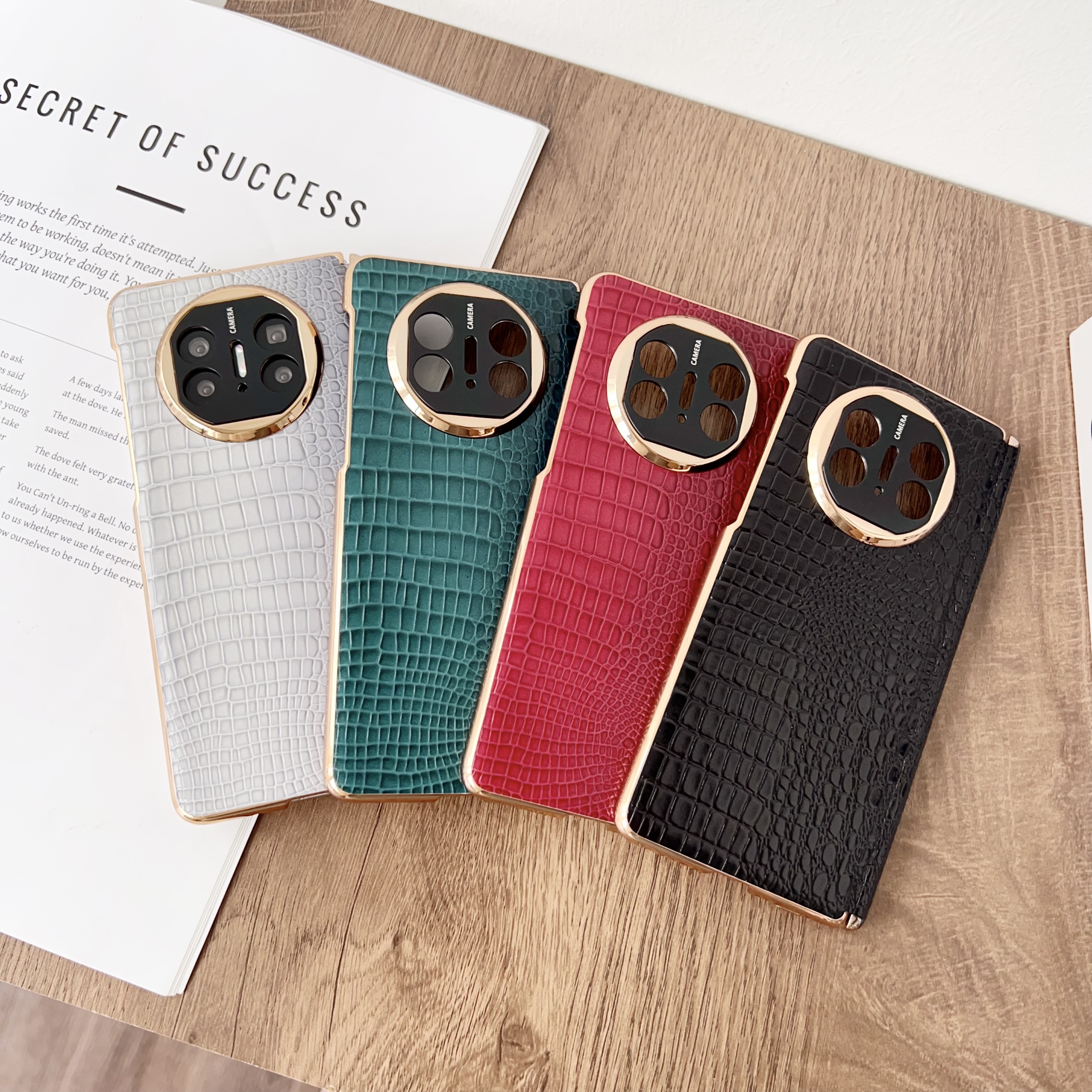 适用华为matex5手机壳新款折叠屏X5典藏版电镀高档真皮鳄鱼纹全包