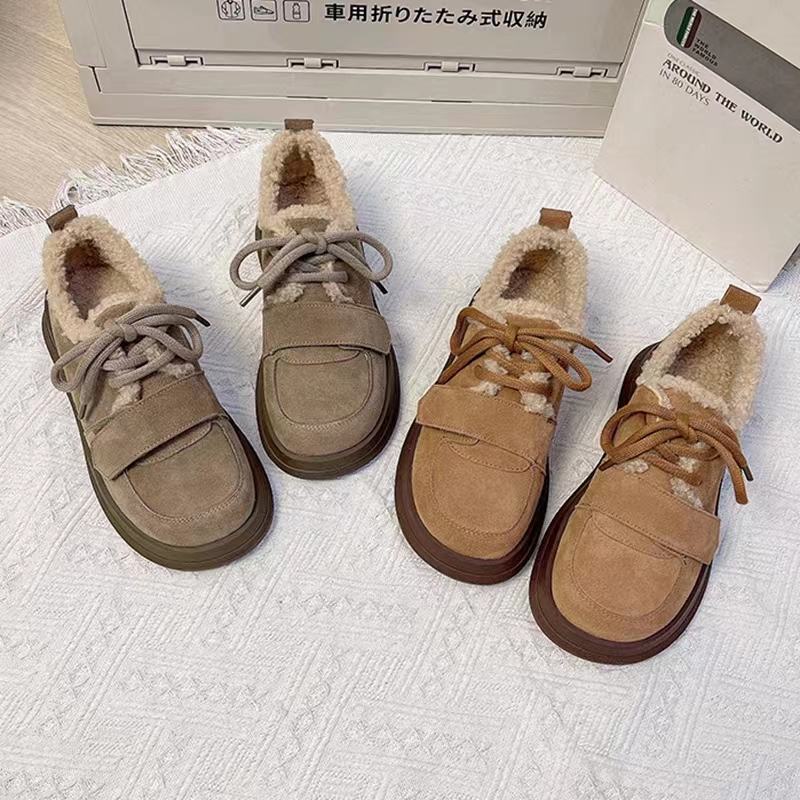 回力瑞勃肯鞋女厚底加绒保暖休闲女鞋2023新款秋冬豆豆鞋毛毛棉鞋