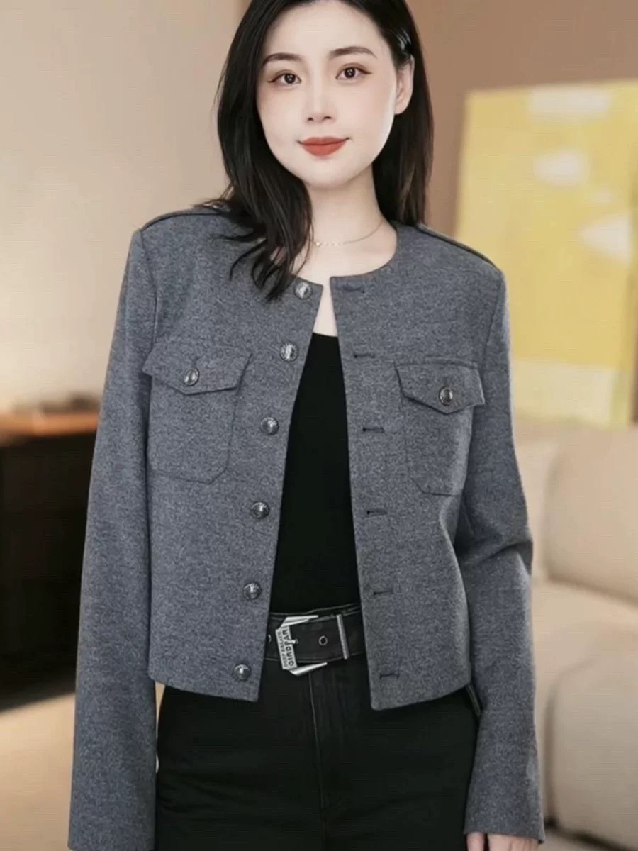 （商场同款）2025秋冬新款短款女款羊毛呢小香风短外套女1400688