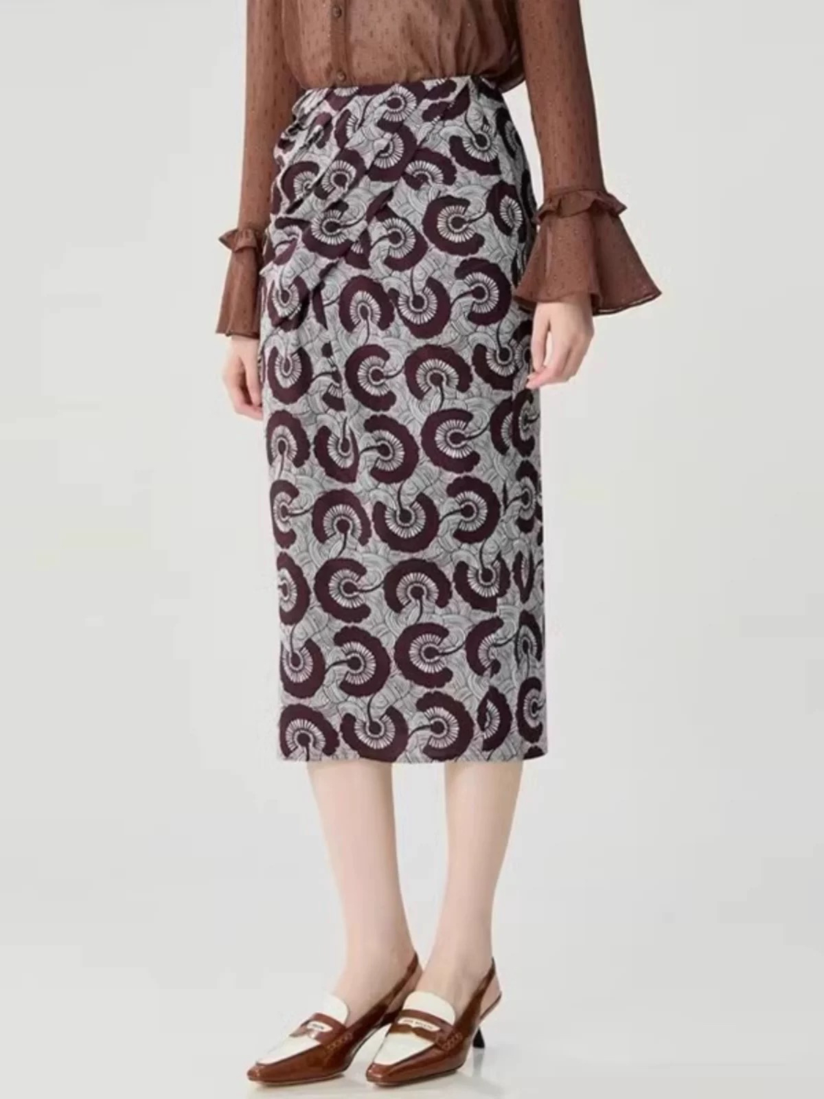 （商场同款）女装2024春秋季新款高腰时尚复古印花半身裙5200416