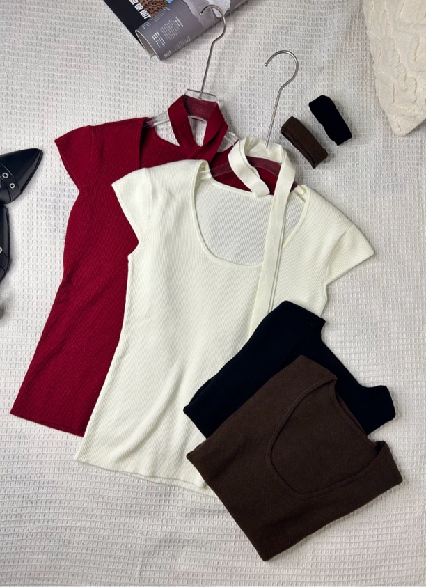 【SHU WO】深圳南油2024秋季：新款U领针织衫包袖围脖飘带时尚气质