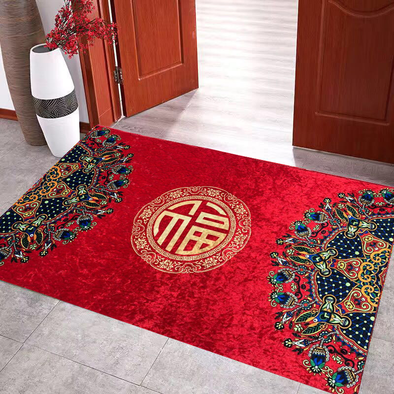 金钻绒进门地垫入户门垫红色喜庆地毯玄关门厅防滑垫防尘免洗中式