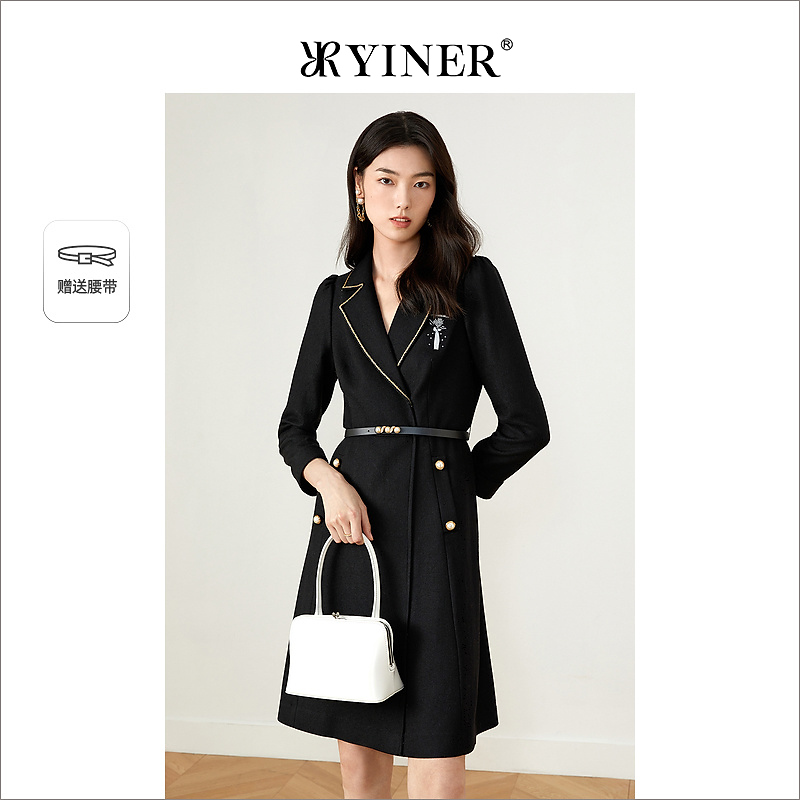 YINER音儿商场同款女装2022春新款收腰西装连衣裙
