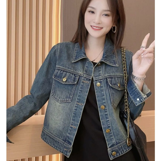 小个子休闲牛仔外套女春秋少女新款时尚宽松显瘦短款夹克少女外套
