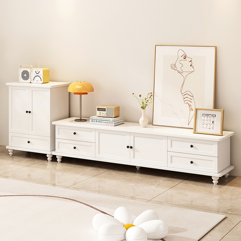 【随逸家具】电视柜客厅家用小户型奶油风落地边柜美式电视柜茶几