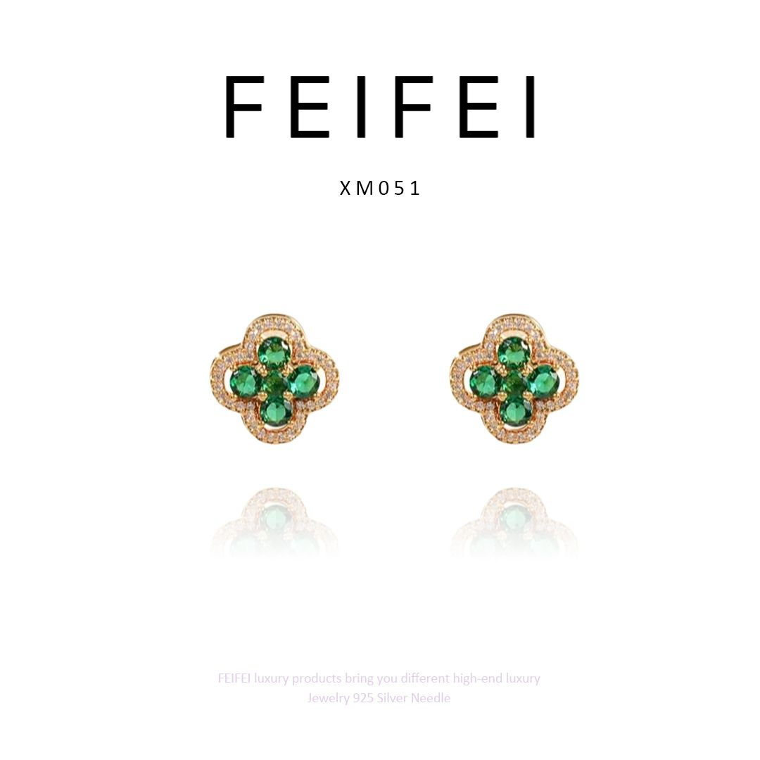 铜合金耳饰 【碧落四叶】FEIFEI  经典百搭耳饰~XM051