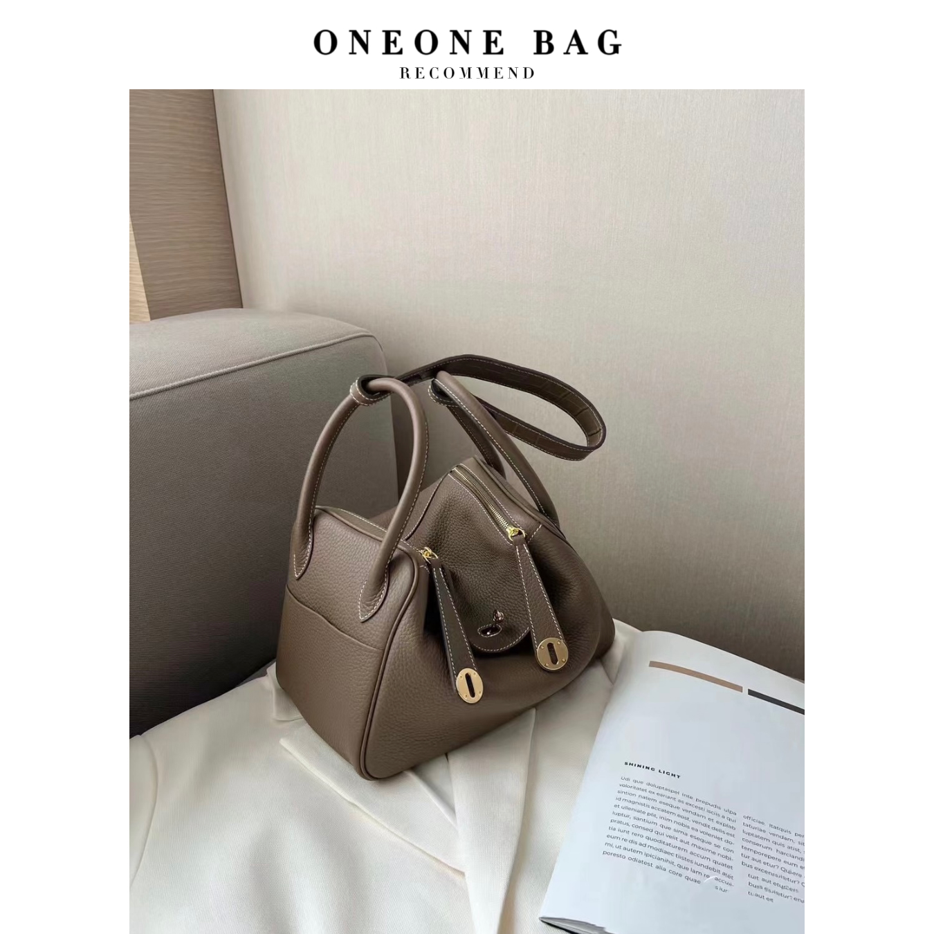 【ONE ONE】网红头层牛皮togo纹医生包轻奢琳迪包大容量单肩包包