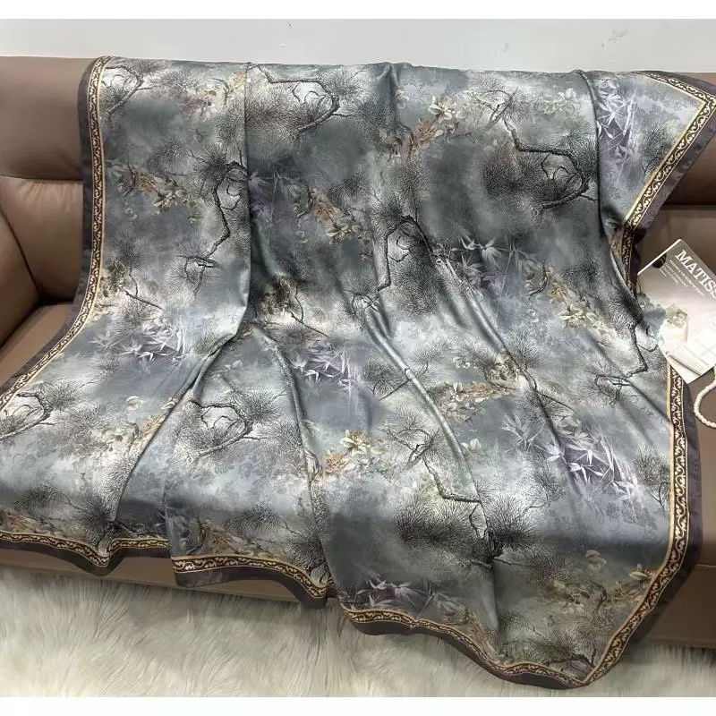 【松针悦】140*140 香云花罗提花围巾披肩双面提花百搭方巾