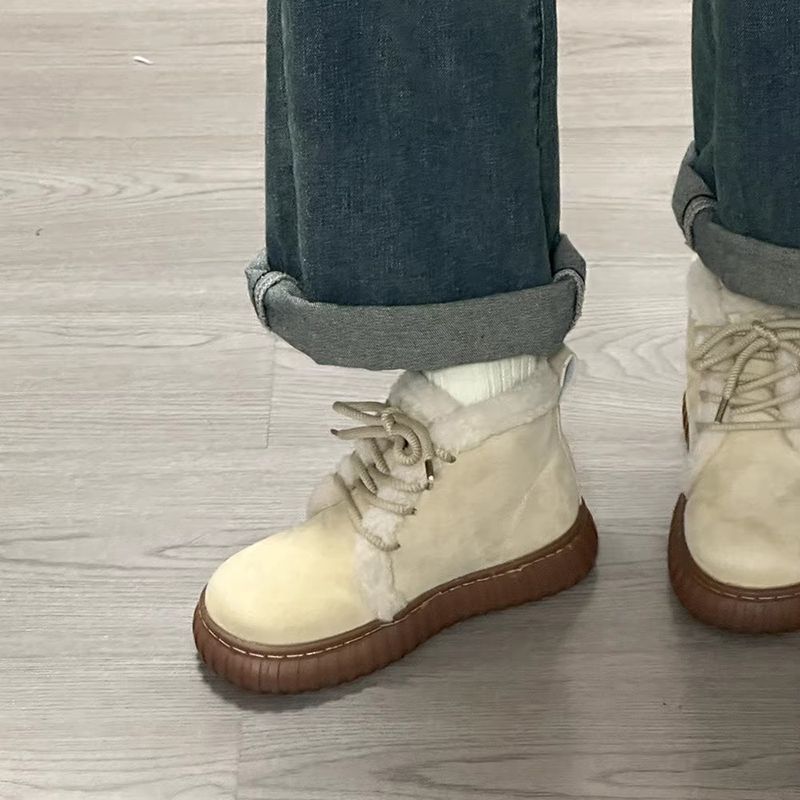 红蜻蜓牌厚底雪地靴女冬季学院风女鞋加绒加厚保暖棉鞋外穿雪地棉