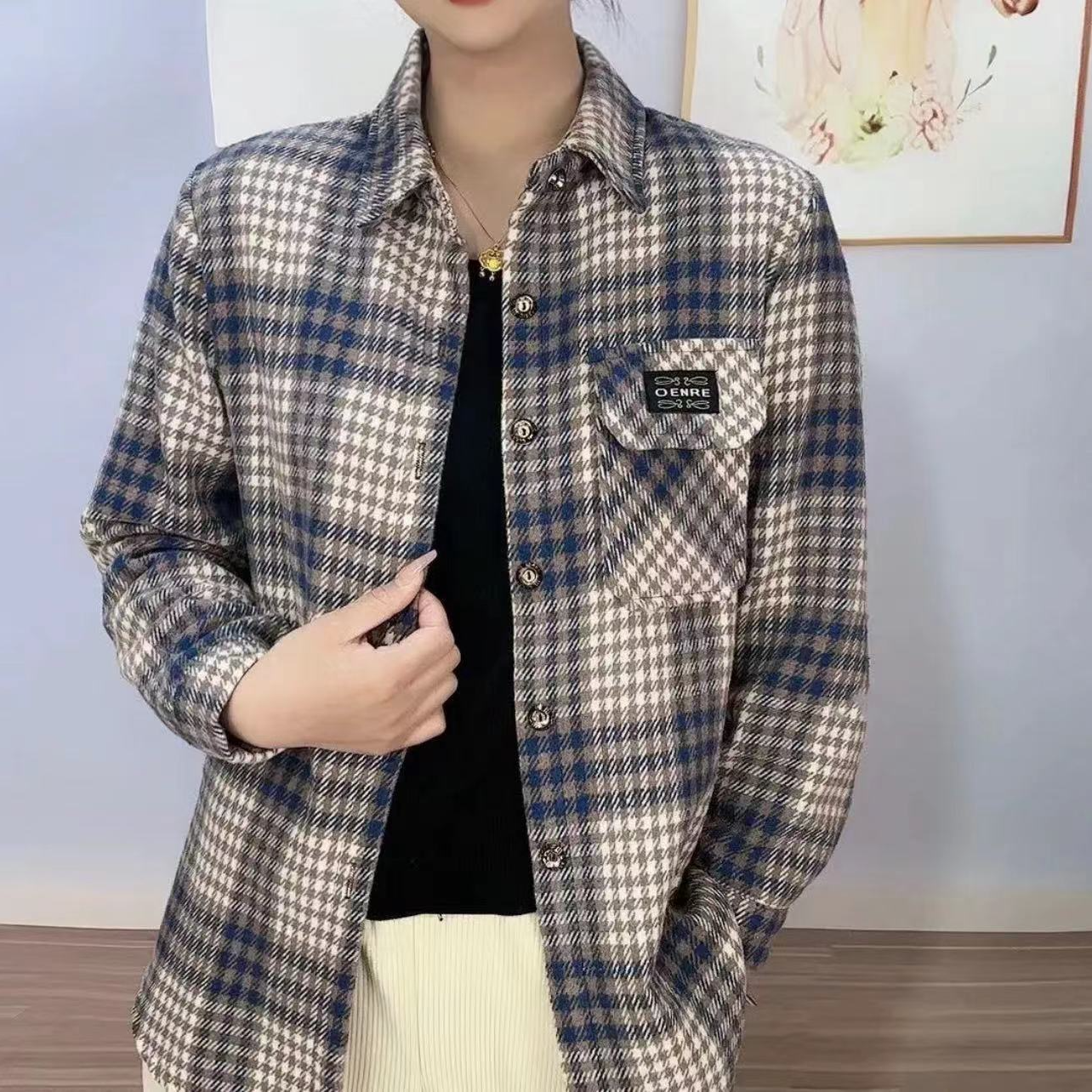 (女款）新款2024衬衫厚外套百搭