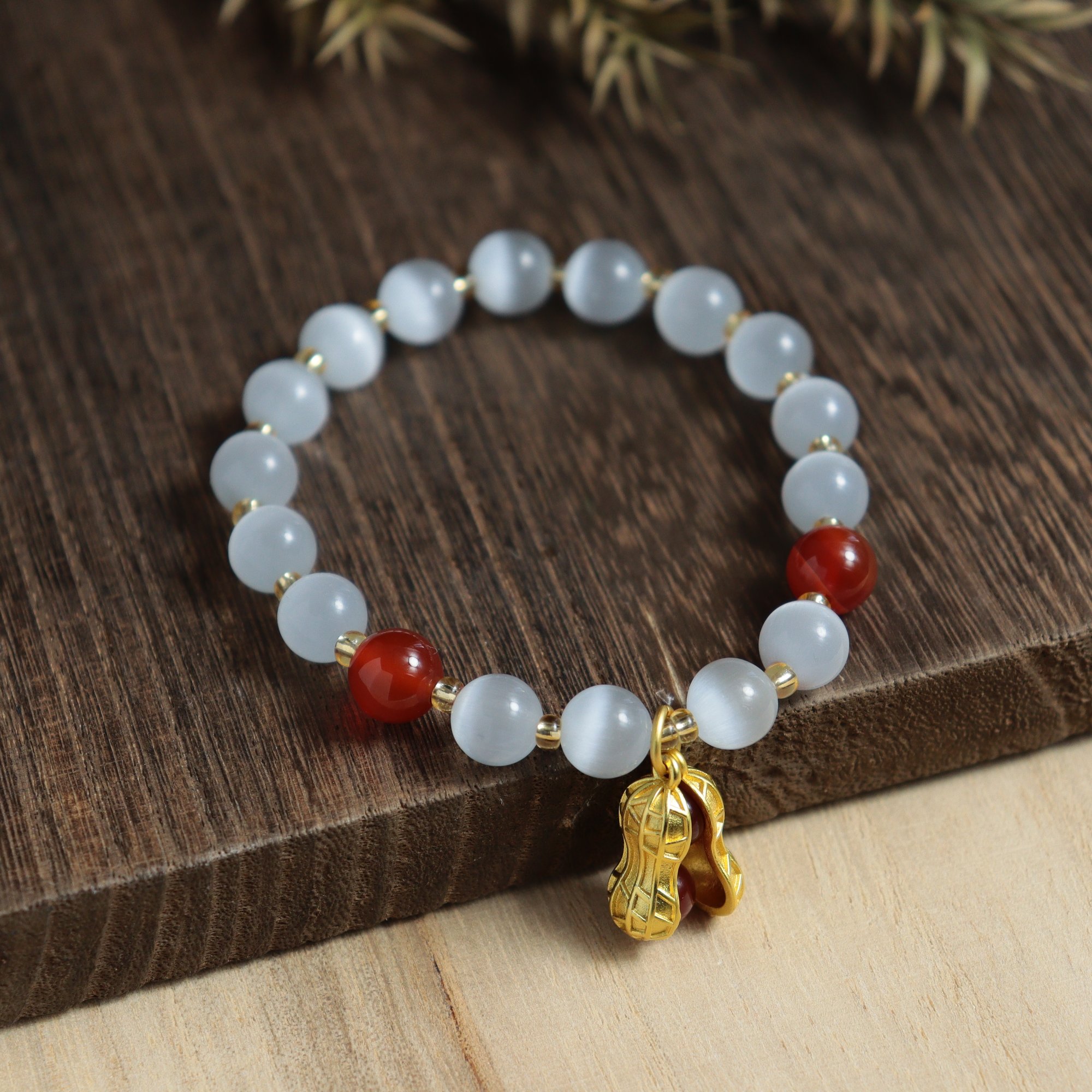 合成金属琉璃手链 11猫眼石手串好事花生简约女生礼物情侣配饰