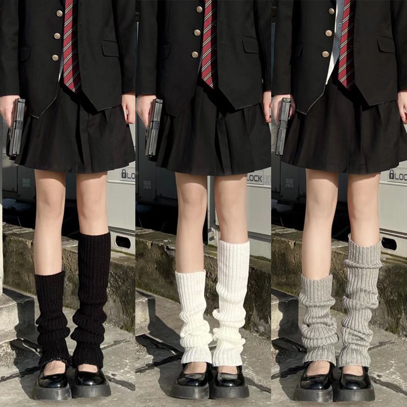 针织袜套秋冬保暖中筒袜y2k原宿风辣妹日系洛丽塔学院风堆堆袜女
